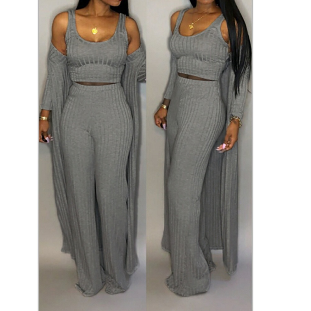 3 piece grey pants set